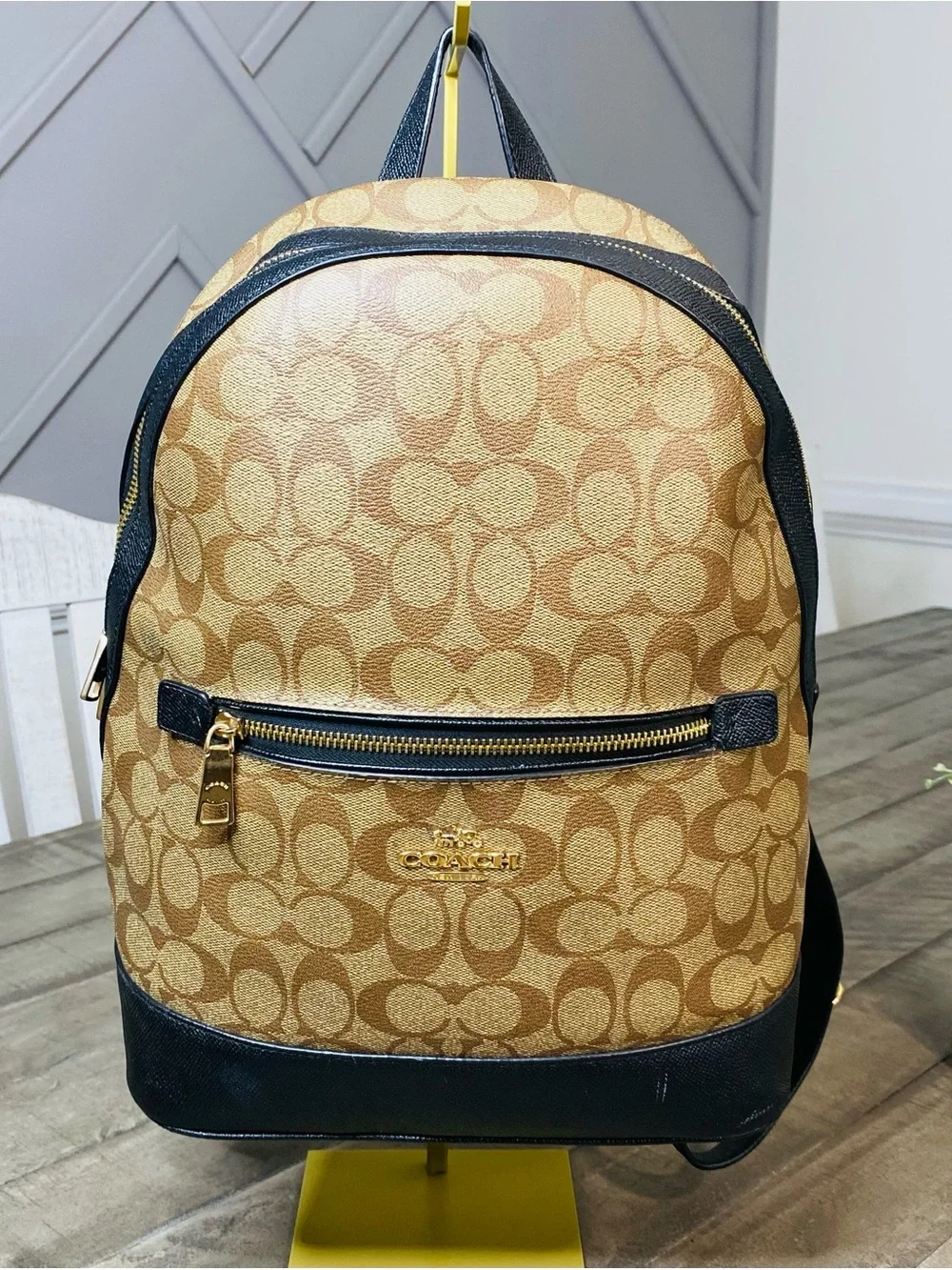 Coach Kenley Women's Backpack Signature Canvas - Khaki/Black